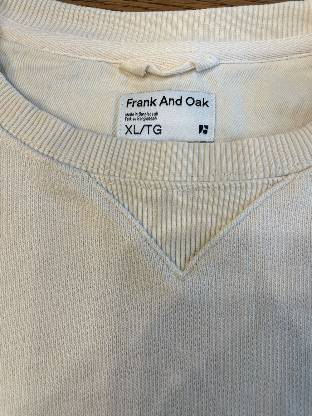 Frank And Oak French Terry Men's Cream Short Sleeve Sweatshirt - XL
